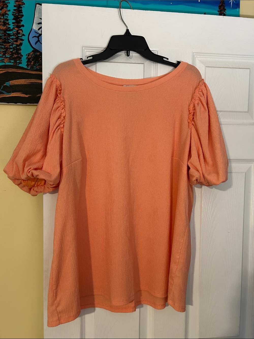 Cato Peach Puff Sleeve Knit Top